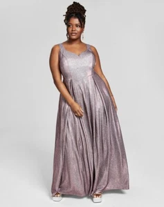 B Darlin Women's Metallic Prom Evening Dress Fuschia/Silver Plus Size 18W - Picture 1 of 4