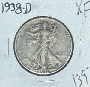 1938-D WALKING LIBERTY SILBER HALF DOLLAR ~ VZ ~ SCHÖNE MÜNZE ~ - Bild 1 von 2
