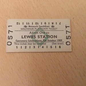 Railway. platform Ticket, ( Lewes. Centenary. Celebration, 1989, ) - Picture 1 of 1