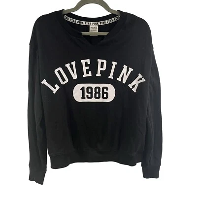 Sweatshirt Victoria’s Secret Pink Love Pink 1986 Black Size Small - Изображение 1 из 4