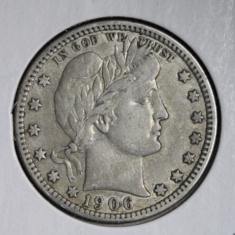1906-D Barber Silver Quarter CHOICE XF E260 KEE Cover