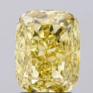 2.21 CT Yellow Cushion Cut Lab Grown Diamond For Engagement Ring - IGI Certified - Picture 1 of 4