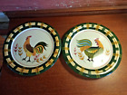 2 Bella Casa by Ganz Hand-painted Dinner Platea with Roostera & Plaid 10.75"