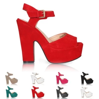 Sandalias de plataforma para mujer y dama Zapatos con correa al tobillo y tacón alto Foto 1 de 3