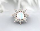 Natural Opal Ring Sterling Silver Snowflake Handmade Vintage Engagement Ring