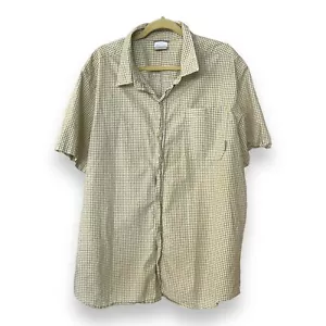 Camicia anteriore Columbia Casual con bottoni da uomo XXL giallo a scacchi tasca manica corta - Foto 1 di 4