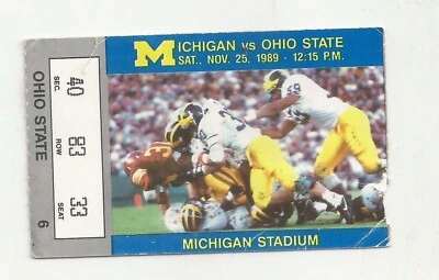 1989 Michigan vs Ohio State football ticket stub Bo Schembechler last Ohio Game - Image 1 of 2