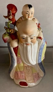 Chinese Porcelain Shou Longevity God Famille Rose Peach Longevity Figurine 14” - Picture 1 of 4