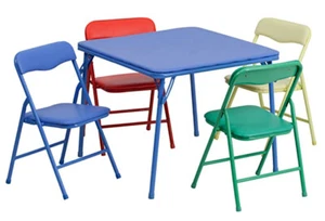 NEU 5-teiliges Kinder Tisch Stuhl Set Bunt Klappbar Möbel Spielen Kinder Spaß - Bild 1 von 2