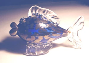 AMAZING '06 Studio WAYNE ROBBINS Art Glass FISH SCULPTURE Cobalt/Gunmetal/Clear - Picture 1 of 7