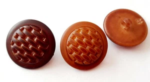 4 Piece Vintage Jackets Buttons Faux Leather 20mm Braided Design Black Brown - Picture 1 of 3