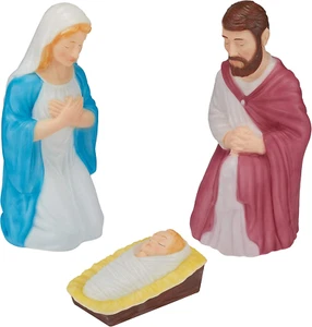 3 Piece Outdoor Nativity Scene Holy Family with Lights Holiday Decoration - Picture 1 of 5