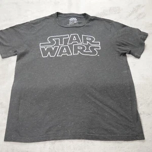 Star Wars Men’s Large Dark Heather Gray Logo Speckled Graphic Tee T-Shirt Casual - Picture 1 of 11