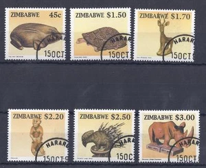 ZIMBABWE, 1996, ANIMAL WOOD CARVINGS, SG 932-37, FINE USED SET - Picture 1 of 1