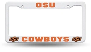 Oklahoma State Cowboys White Plastic License Plate Frame OSU NEW!! - Picture 1 of 1