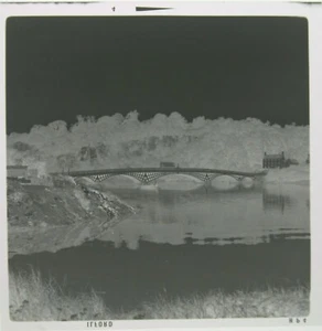 Bus On The Old Wye Bridge / Town Bridge Chepstow - B & W Negative 1950s - Picture 1 of 3