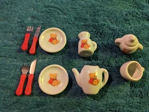 Mini Ceramic Tea Set With Silver Ware - Picture 1 of 4