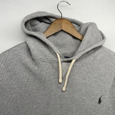 Polo Ralph Lauren Sudadera Para Hombre 2XB 2XL Gris Grande Térmica Waffle Sudadera con Capucha Poni Foto 1 de 4