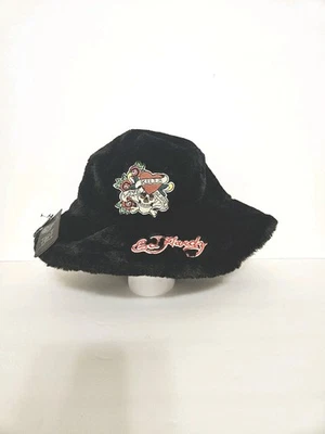 Sombrero cubo de piel sintética Ed Hardy negro Love Kills tatuaje Y2k regalo forrado en tela Foto 1 de 4