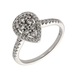 Pre-Owned 9ct White Gold 0.44 Carat Diamond Pear Cluster Ring Size: J 9ct gol... - Picture 1 of 2