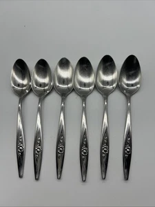 Set 6 Cucchiaini Oneidacraft Rosa Durata Acciaio Inox 6" Argenteria - Foto 1 di 7