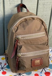 Frye Ivy Braun Beige Nylon & Leder Mini Rucksack Tasche Top - Bild 1 von 17