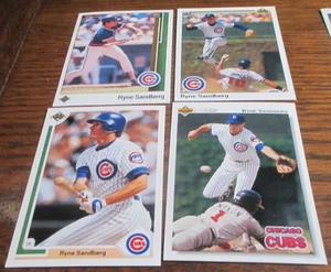 4) Upper Deck Ryne Sandberg baseball cards  '89 #120 '90 324 '91 132 '92 #145 - Picture 1 of 2