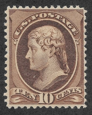 MH 1882 10c Jefferson Postage Stamp, Scott #209*   cv $175 - Image 1 of 3