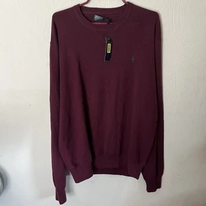 Vintage Polo Ralph Lauren Pullover Sweater Men’s Large Burgundy NWT NOS - Picture 1 of 9