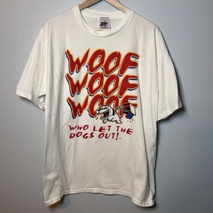 Vintage "Who Let The Dogs Out" Shirt Herren XL Einzelnaht weiß T-Shirt - Bild 1 von 7