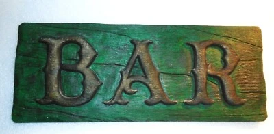 50% OFF SALE Vintage "BAR" Sign Hand Painted Plaster Tavern Home Bar Faux Wood - Image 1 of 4