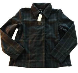 BANANA REPUBLIC (Fabrik) karierte kurze Jacke - marineblau - PETITE XXS (00-0) - Bild 1 von 6