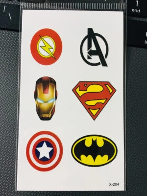 CANDYBARBOUTIQUE TEMPORARY TATTOO Avengers Superman Emoji Nintendo Super Mario Toad Mushroom Temporary Tattoo