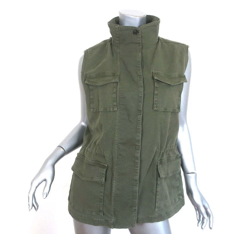 J Brand Arden Military Vest Jungle Green Stretch Cotton Size Medium - Image 1 of 4