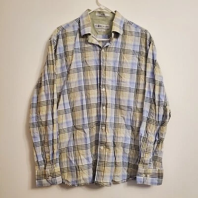 Henry Grethel Mens XLarge Blue Green Plaid Long Sleeve Button Up Dress Shirt  - Image 1 of 4