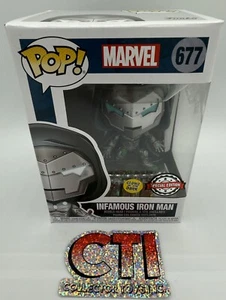 FUNKO POP MARVEL INFAMOUS IRON MAN #677 CON PROTETTORE - EDIZIONE SPECIALE GLOW GITD - Foto 1 di 5