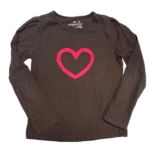 Heart Girl's Shirt Brown Embellished Pink Long Sleeve Tee Top - Picture 1 of 5