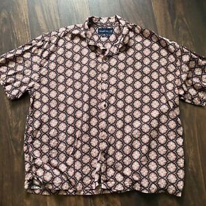 Abercrombie Fitch Shirt Mens 2xl Relaxed Geometric Button Up Short Sleeve