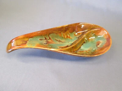 DRYDEN Cerámica Dividida Relish Doble Cuchara Resto Patrón Goteo Marrón Verde De Colección Foto 1 de 4