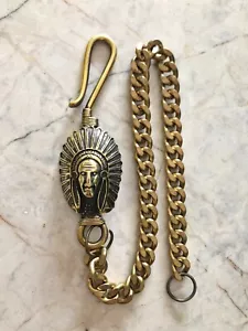 Portafoglio camionista fatto a mano moto biker catena ottone massiccio regalo 263 - Foto 1 di 1