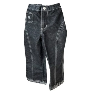 VTG Cherokee y2k black denim jeans silver sparkle girls size 3t toddler heart  - Picture 1 of 5