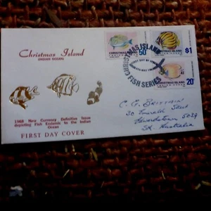 1968 NEW CURRENCY CHRISTMAS IS GOLD & RED FIRST DAY COVER  3 FISH STAMPS  - Picture 1 of 3