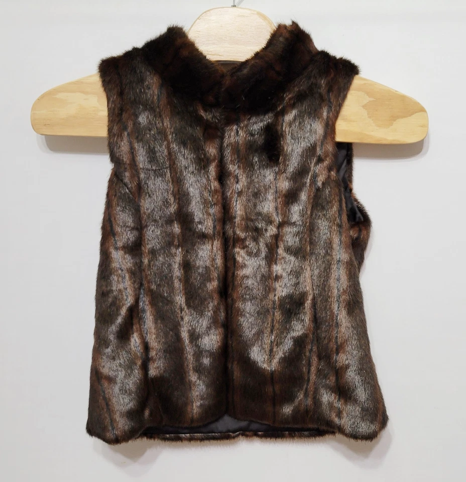 $119.00 Abrigo Chaleco The Limited Piel Sintética Visón Marrón Para Mujer Talla Mediana Foto 1 de 4