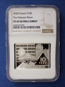 2020 France Silver Proof 10 Euro coin "Hokusai Wave" NGC Graded PF69 with COA - Picture 1 of 3