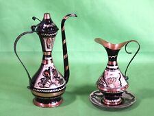 Vintage Engraved Copper Turkish Style Small Pitchers Beautiful Must See!