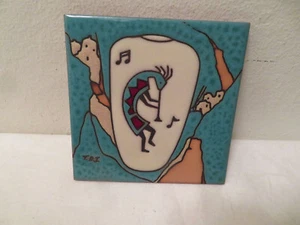 Teissedre Designs Kokopelli Decorative Tile 6" - Picture 1 of 4