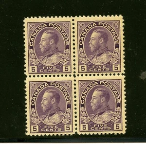 Kanada #112 (C550) 4er Block, King George V, 5¢ violett, postfrisch, sehr guter Erhaltungszustand, CV 400,00 $ - Bild 1 von 2