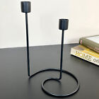 Spiral Double Candlestick Holder Tall Black Metal Monochrome Candle Candelabra