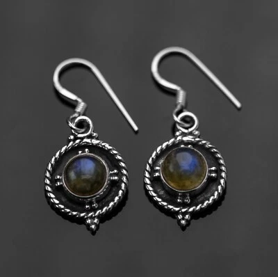 Labradorite Gemstone 925 Sterling Silver Designer Drop Dangle Earrings Jewellery - Image 1 of 4