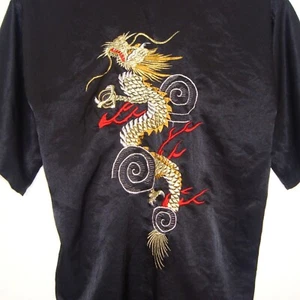 Orientalische Marke bestickt Drache Kimono Morgenmantel mit Krawatte Unisex Einheitsgröße - Bild 1 von 8